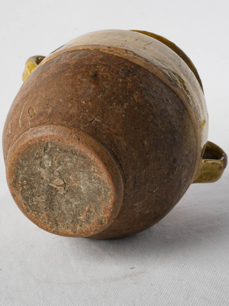 Rustic olive green terracotta jar  