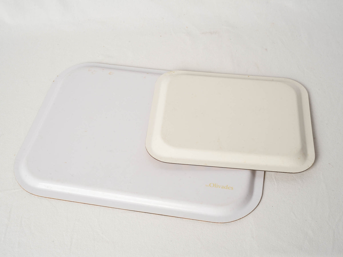 Pair of Vintage Olivades Melamine Trays w/ Les Indiennes Pattern - Ocher