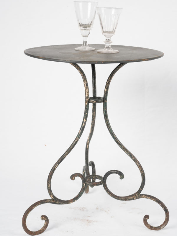 Antique French Garden Table w/ Scroll Base - Black