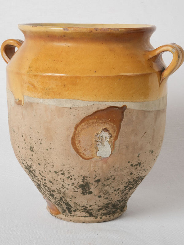 Antique yellow French confit pot