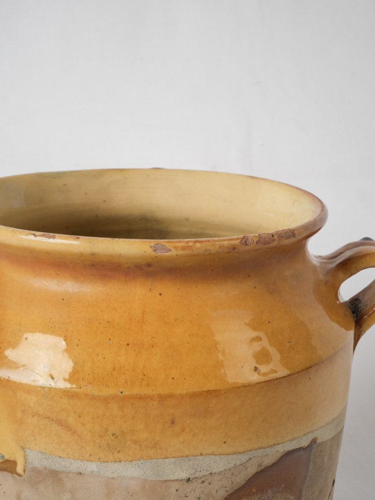 Provencal aged yellow glazed pot