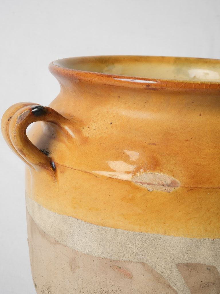 Vintage half-glazed French confit pot