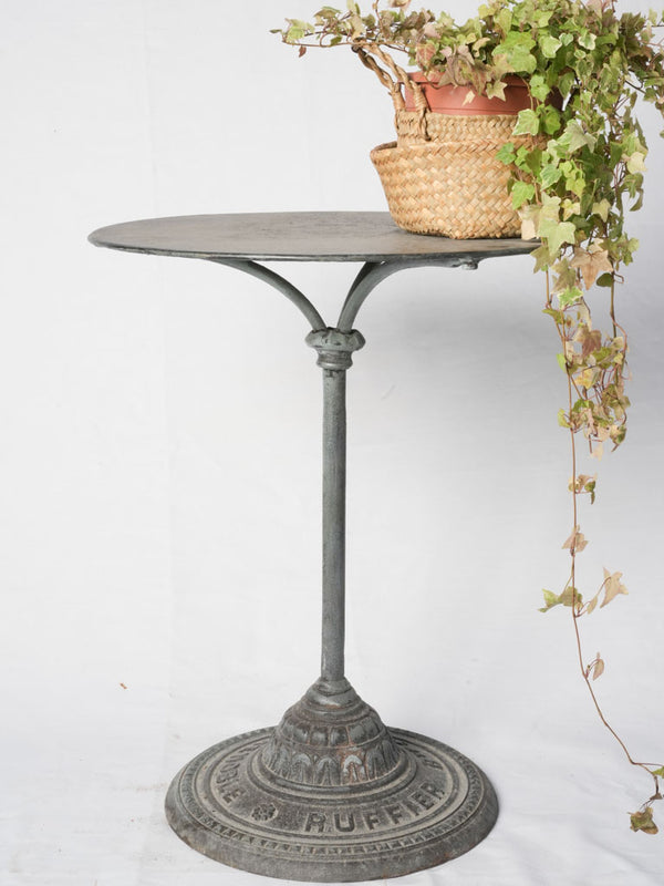 Antique French Bistro Table W/ Scroll Base - Ruffier