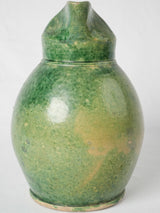 Mottled green glazed antique French pitcher