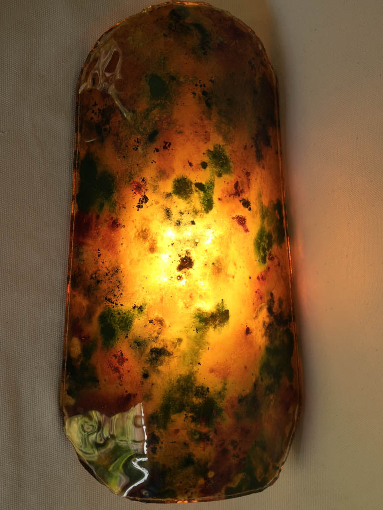 Pair of Provençal Artisanal Glass Tiles From the Late 20th Century - 15"