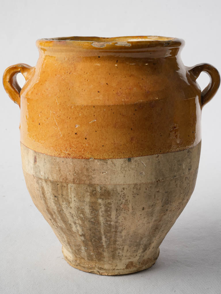 Elegant ochre-glazed French confit jar  
