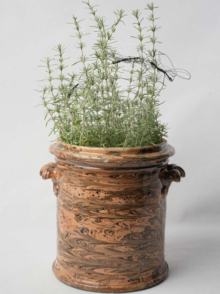 Late 19th-Century French Jaspé Glazed Terracotta Confit Pot - 11"