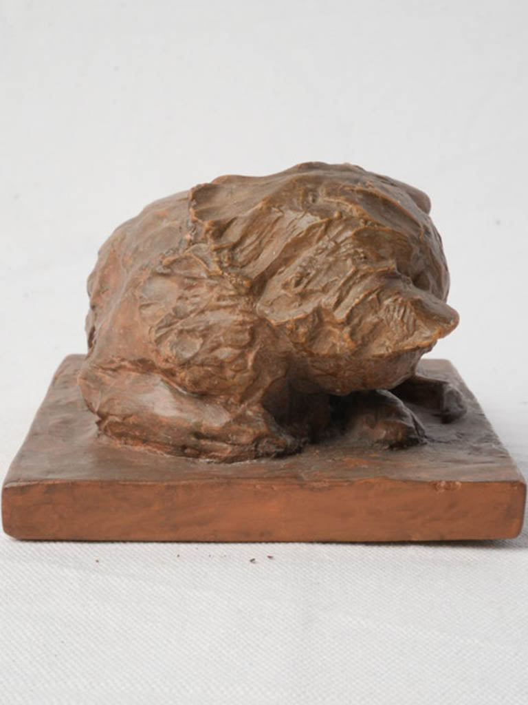 Patinated early 20th-century cat figure  