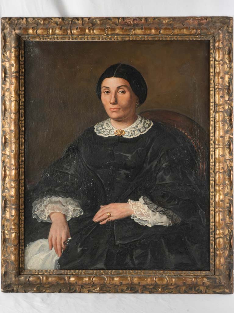 French Second Empire Portrait of a Bourgeois Lady Signed Perrault - 38½" x 33"