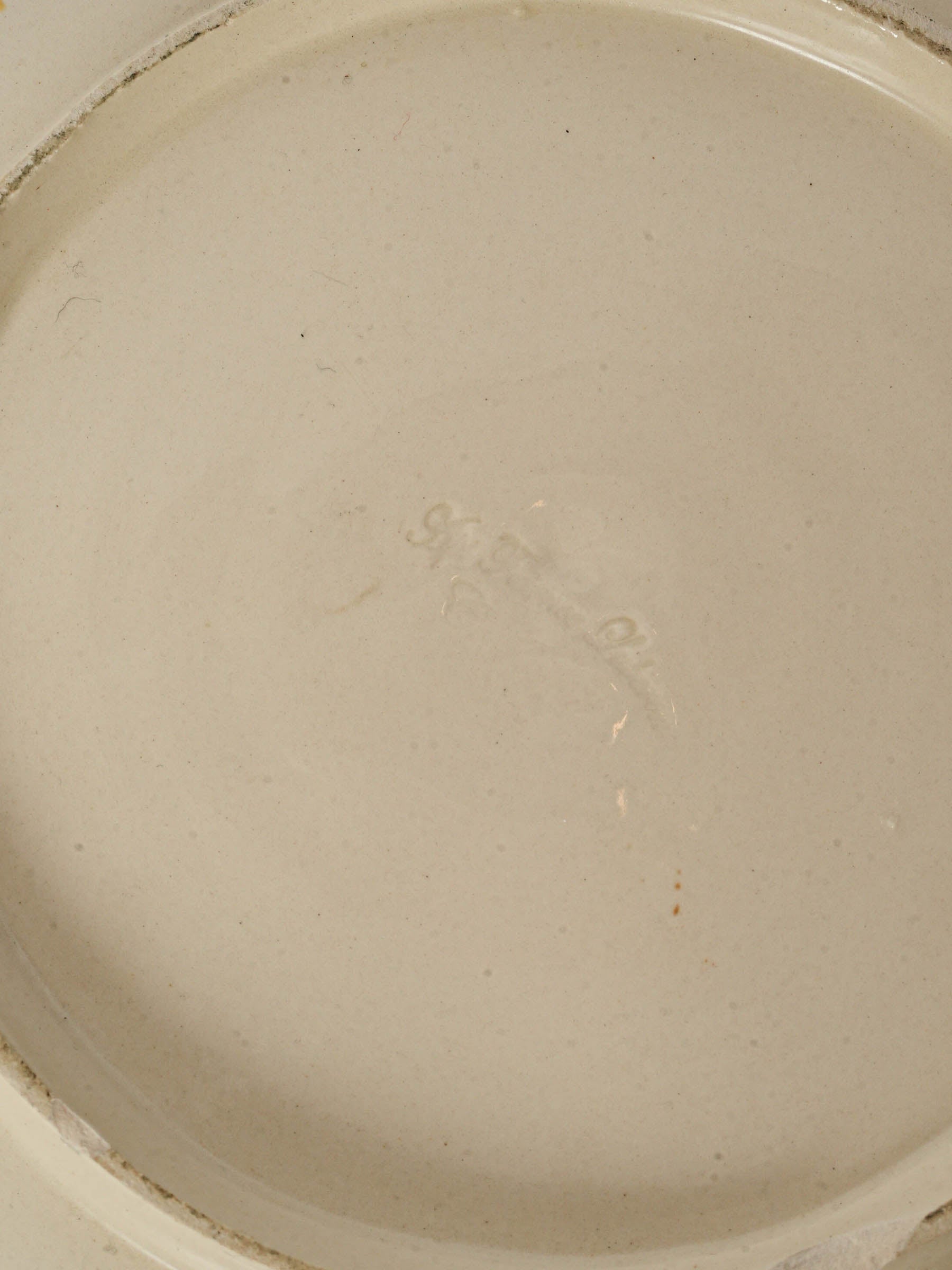 Large Vintage French Faience Salad Bowl with Scalloped Rim 11"