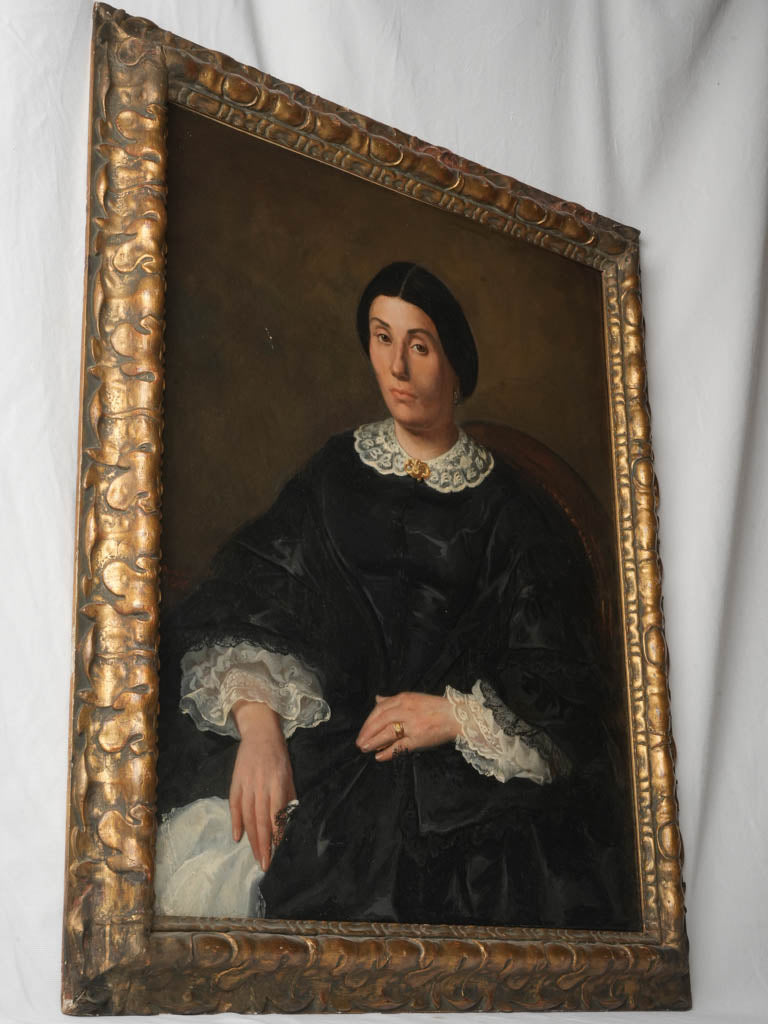 French Second Empire Portrait of a Bourgeois Lady Signed Perrault - 38½" x 33"
