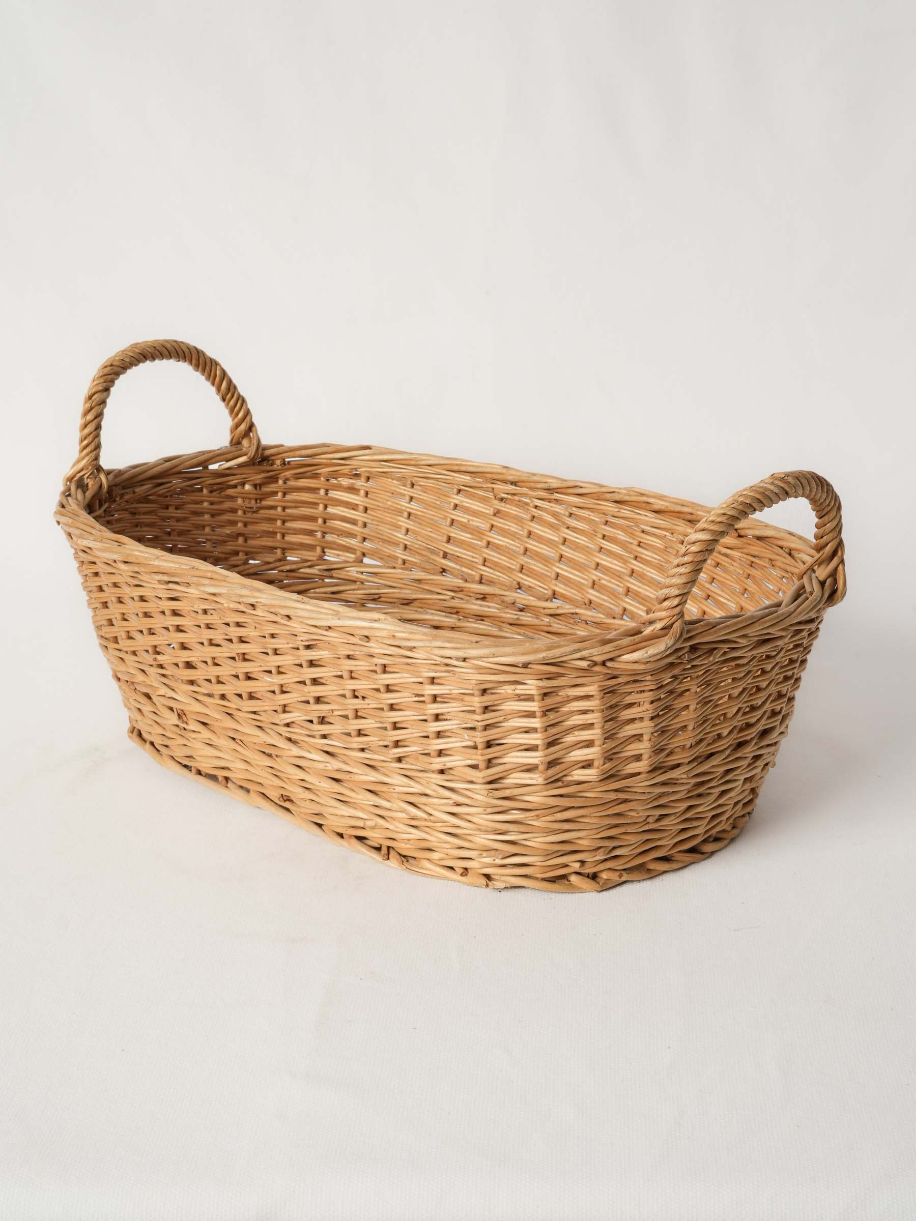 Vintage Wicker Bread Basket from Provence w/ Twin Handles 16¼"