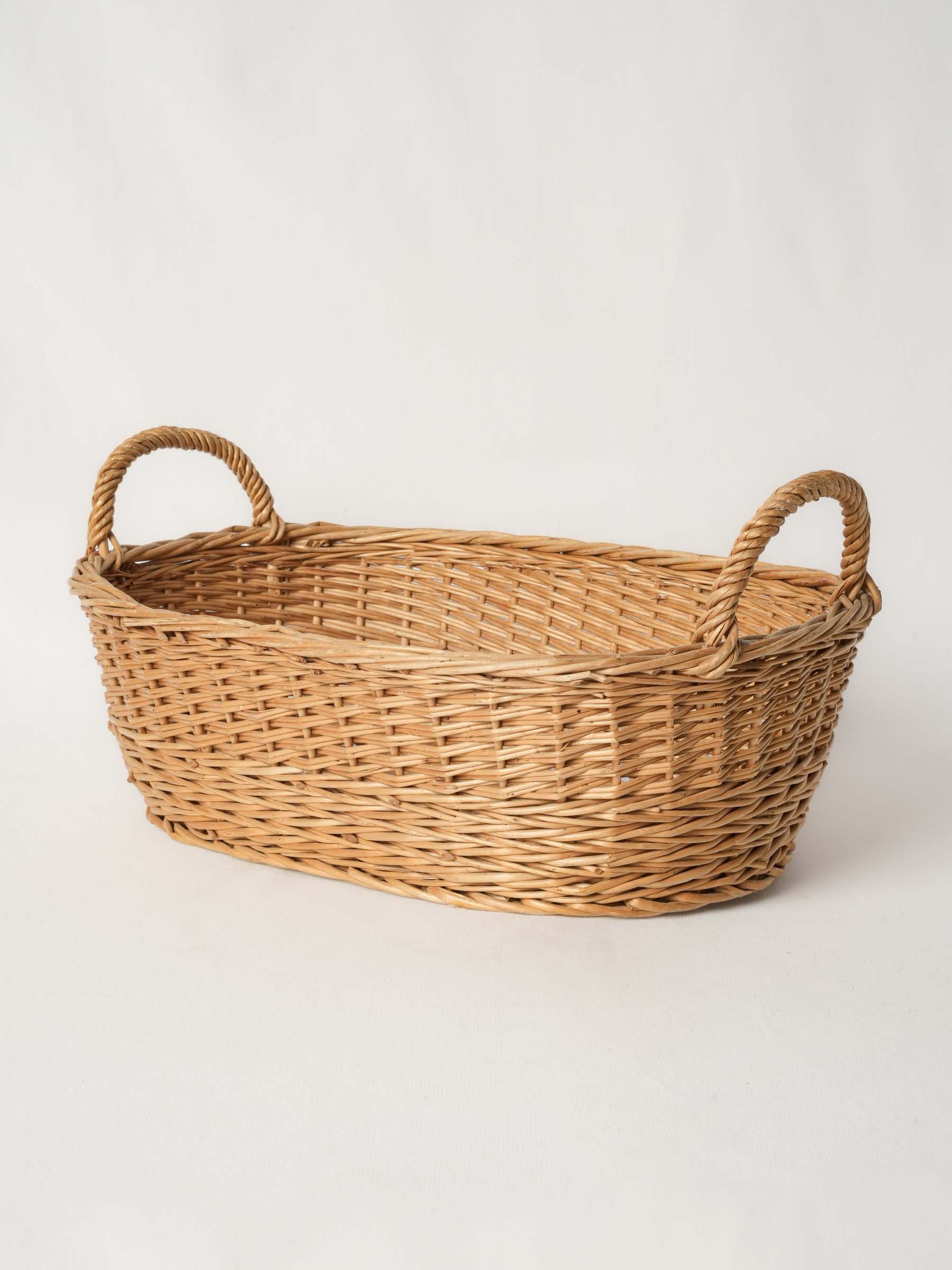 Vintage Wicker Bread Basket from Provence w/ Twin Handles 16¼"