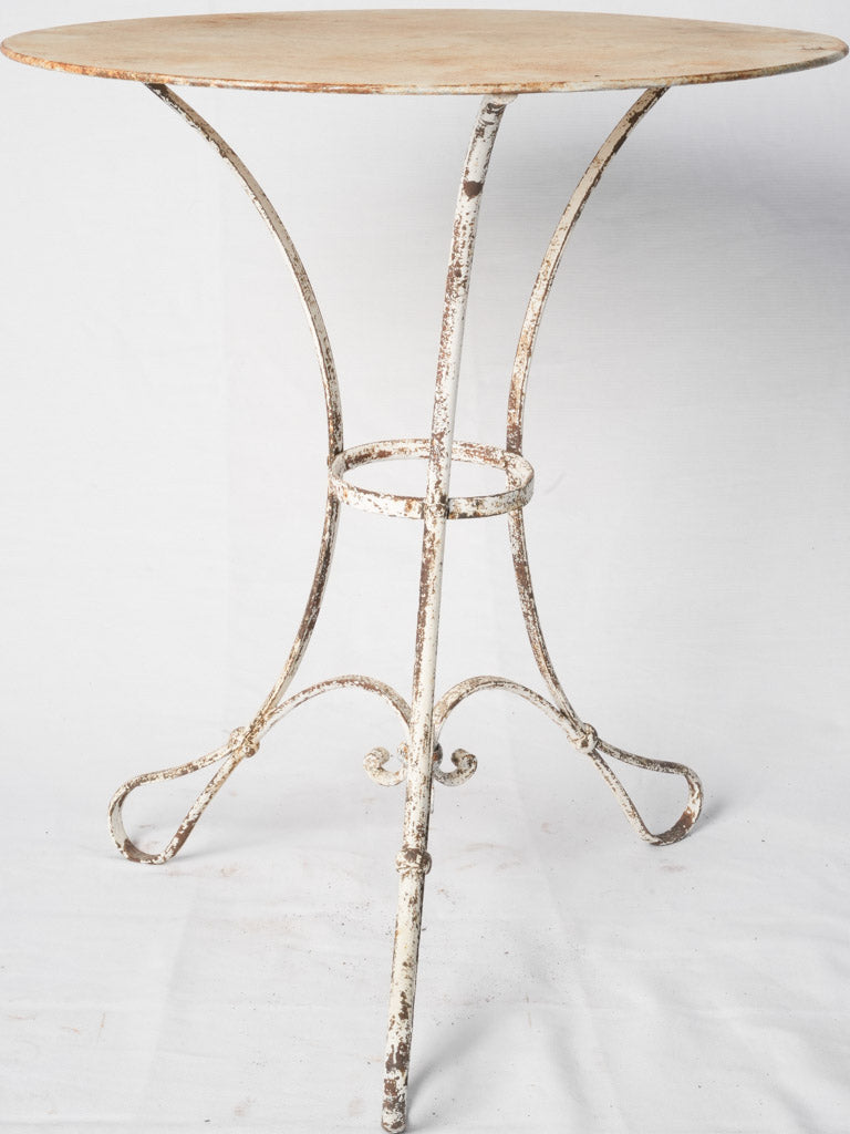 Antique French Garden Table w/ Rustic White Patina