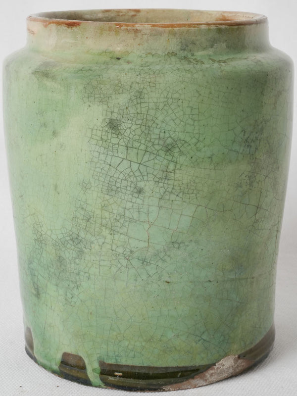 Antique French pale green glazed terracotta pot