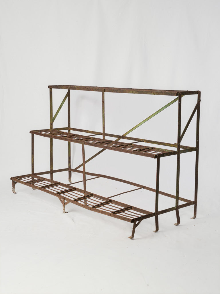 Rust-patina iron etagere stand 