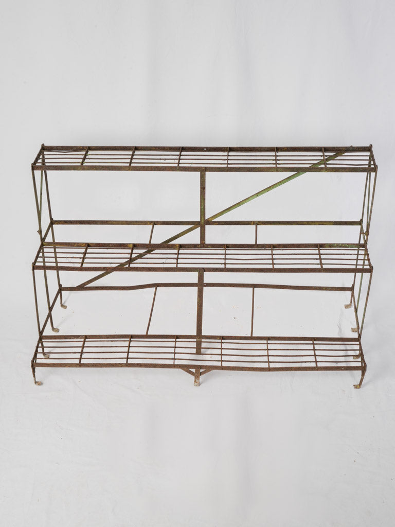 Aged metal three-tier etagere  