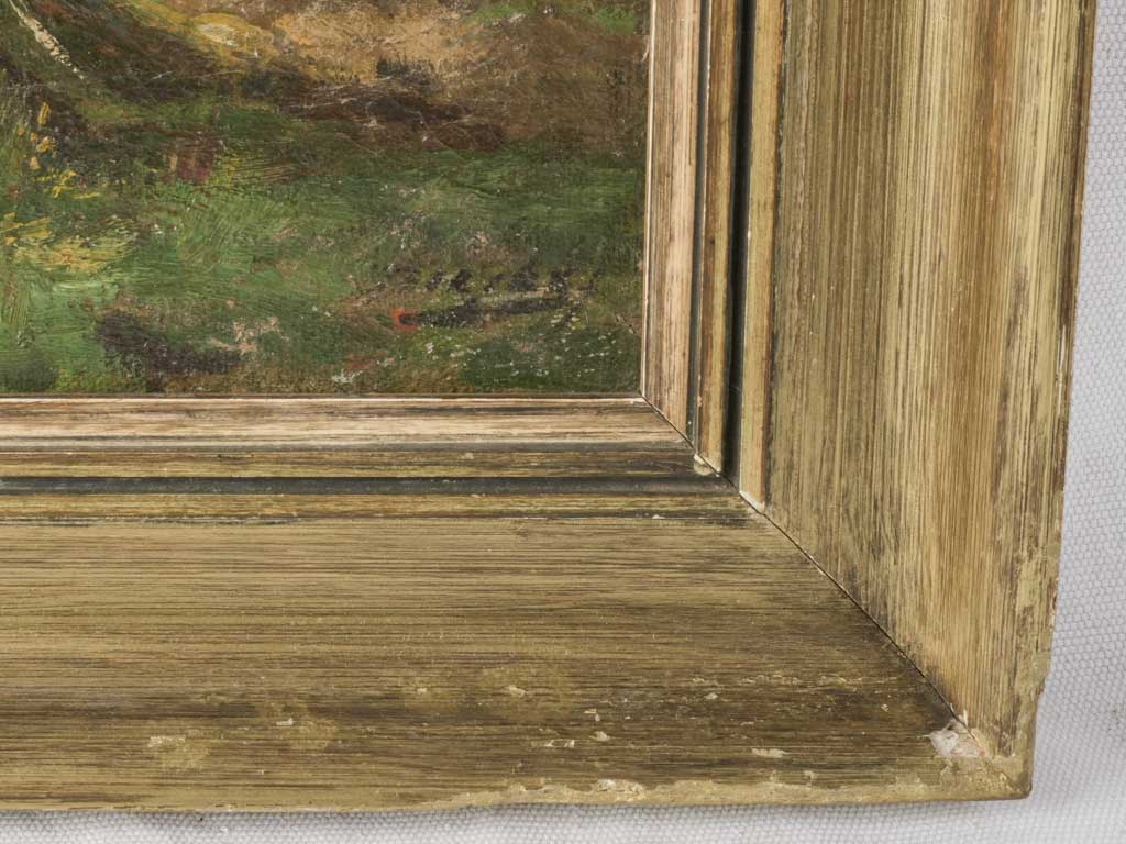 Late 19th century French Pastoral Landscape w/ Farmhouse and Chickens - 24½" x 29¼"