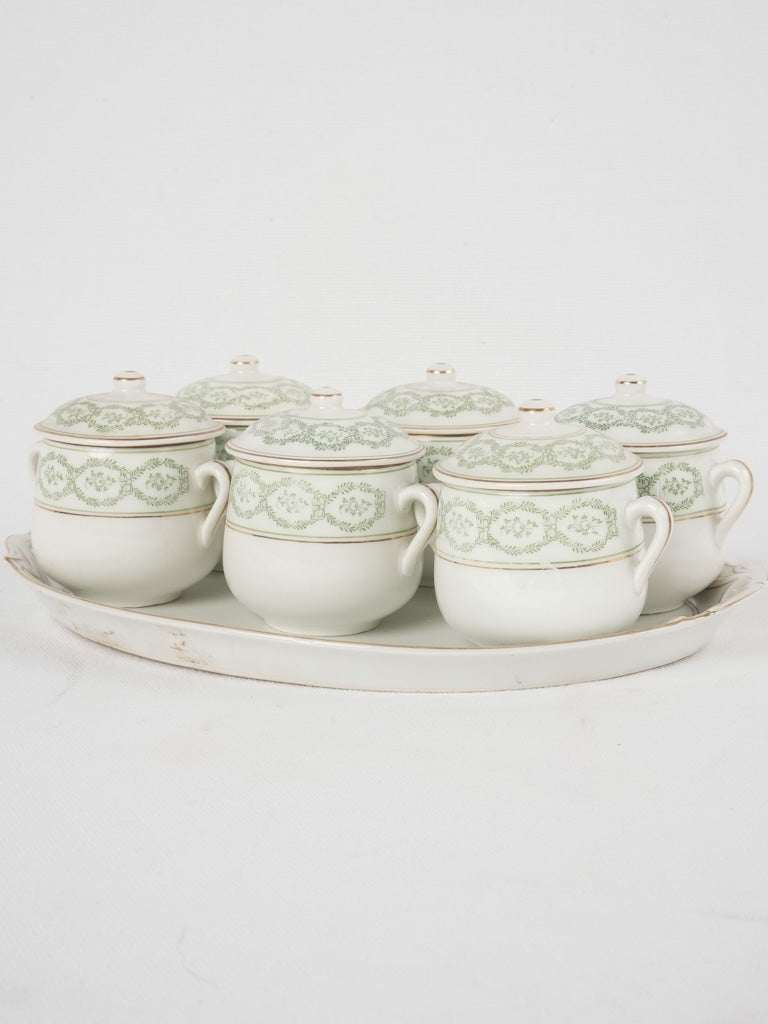 Antique French porcelain cream pots