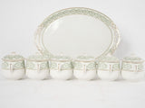 6 antique French porcelain cream pots on tray 3¼"