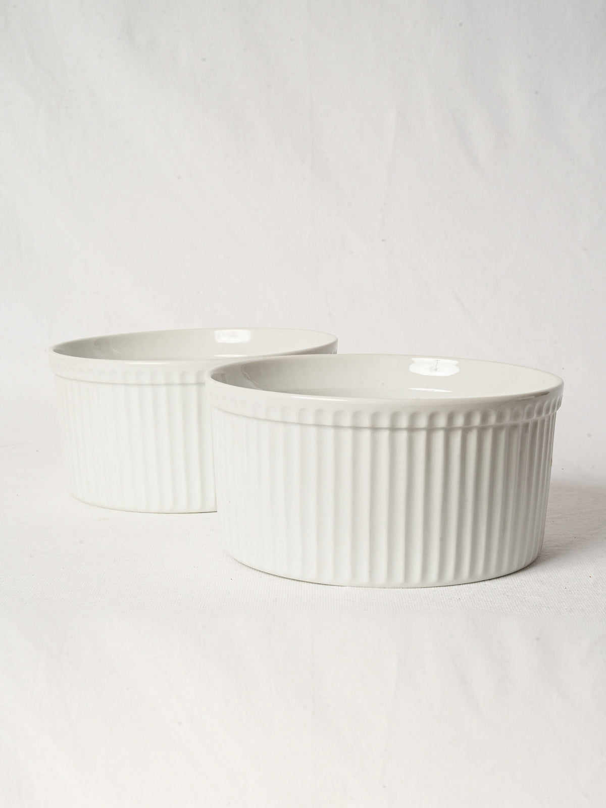 Classic Pair of French White Porcelain Soufflé Dishes
