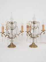 Pair of antique French table lamps w/ crystals 17¾"