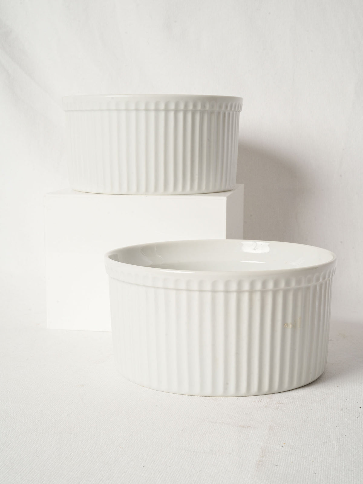 Classic Pair of French White Porcelain Soufflé Dishes