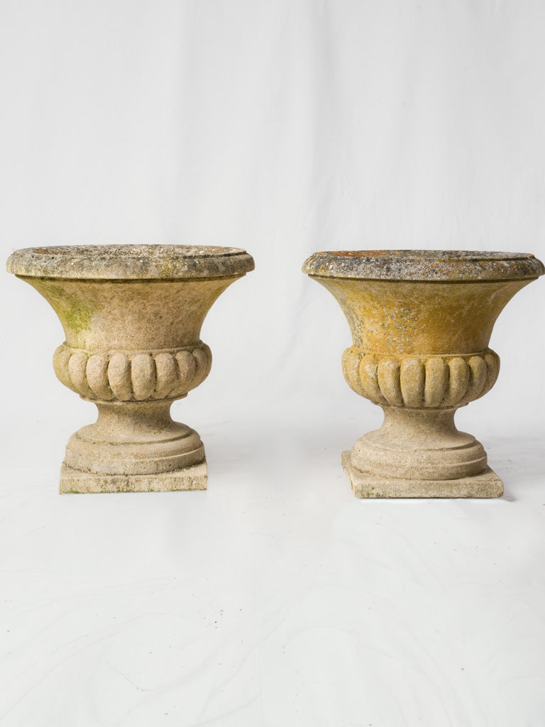 Weathered concrete garden planters