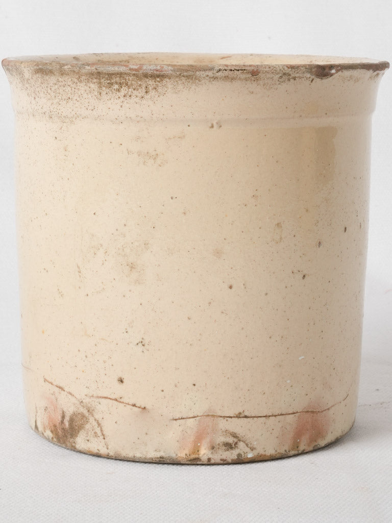 Charming aged cream pottery confection jar