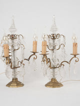 Pair of antique French table lamps w/ crystals 17¾"