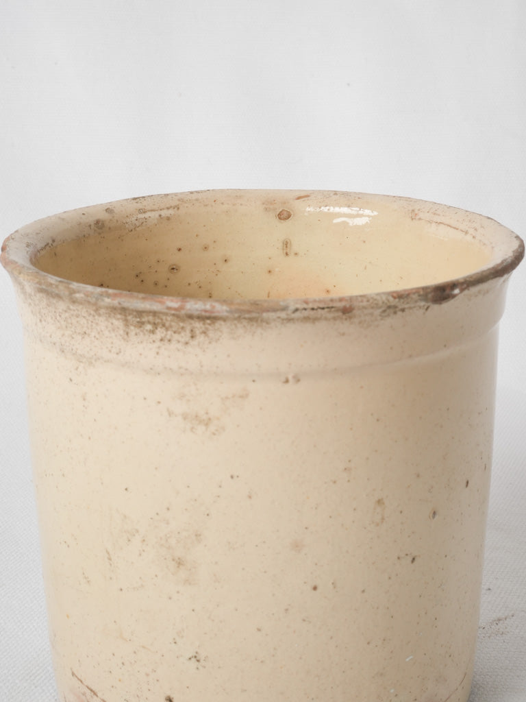 Vintage French custard glaze terracotta jar