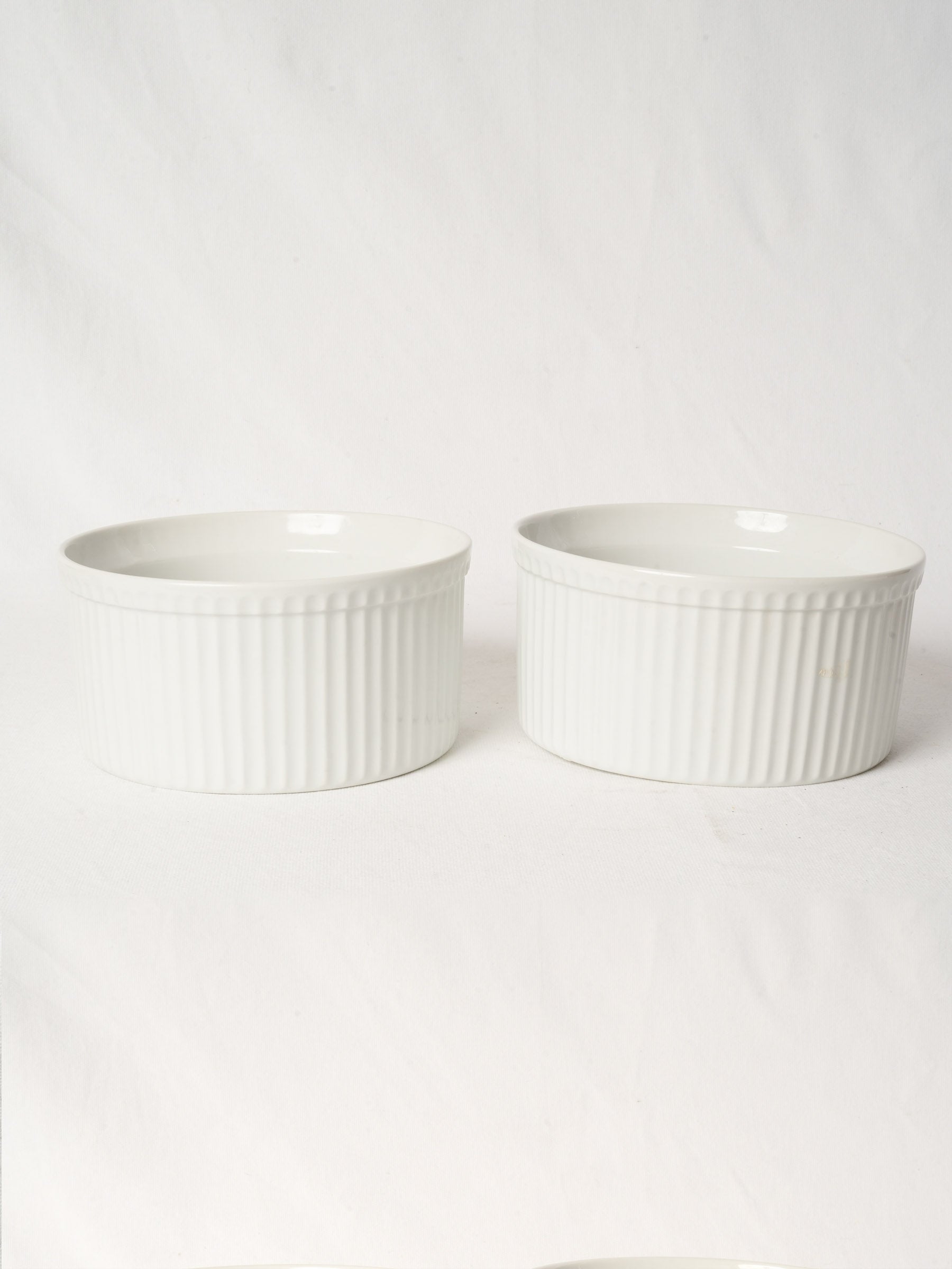 Classic Pair of French White Porcelain Soufflé Dishes