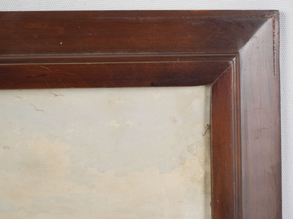 Handsome Pair of 19th Century French Landscape Watercolors in Wooden Frames Dated 1840 - 17" x 22"