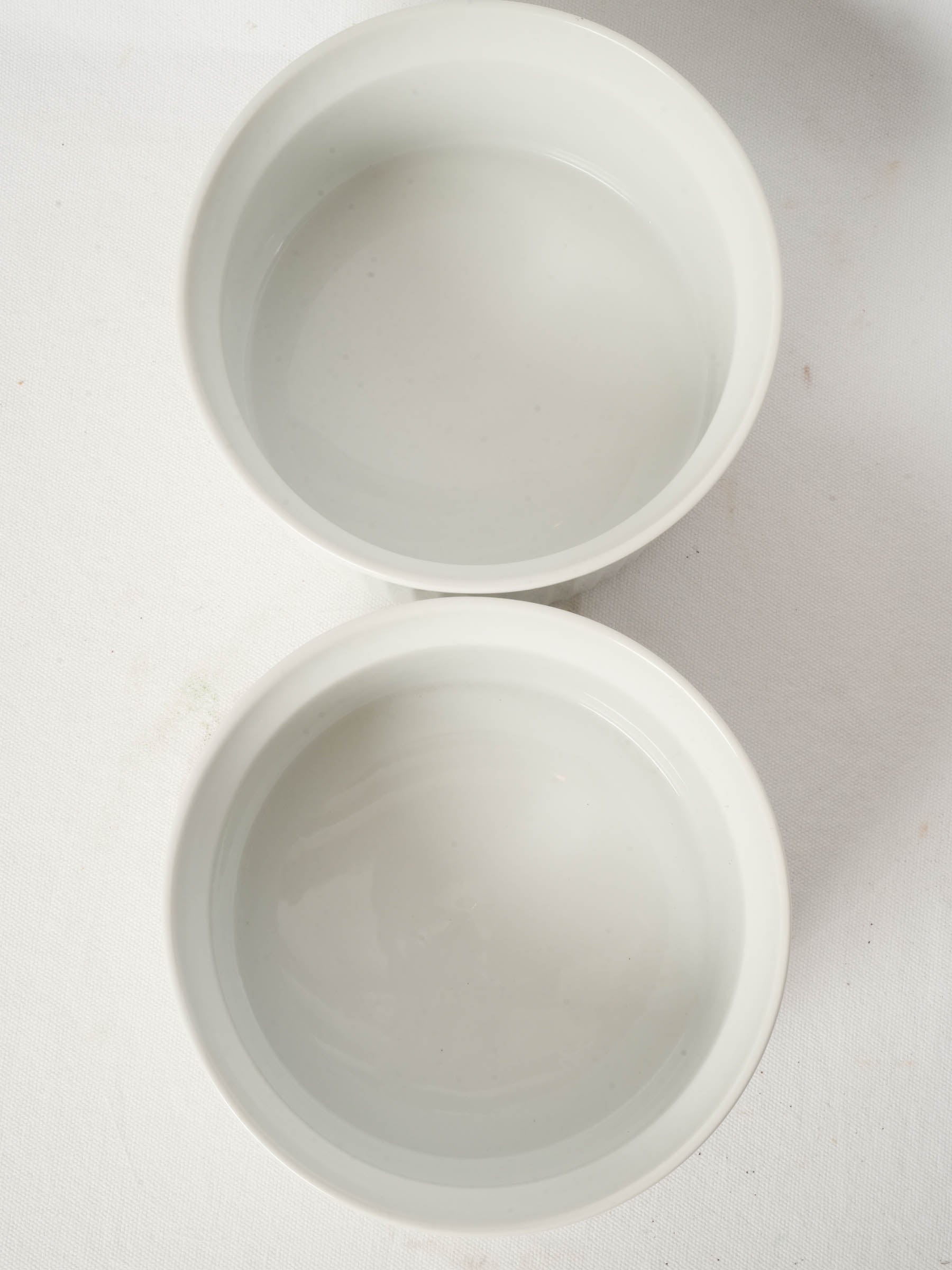 Classic Pair of French White Porcelain Soufflé Dishes