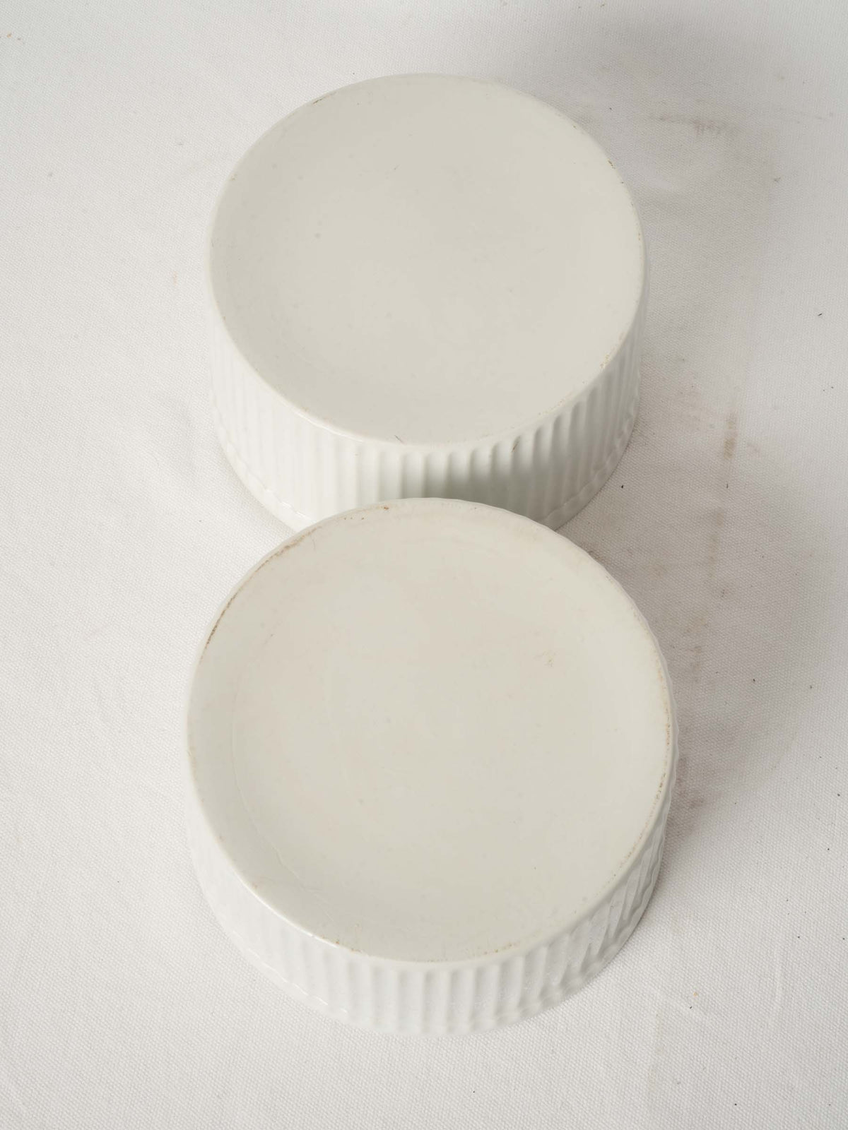 Classic Pair of French White Porcelain Soufflé Dishes