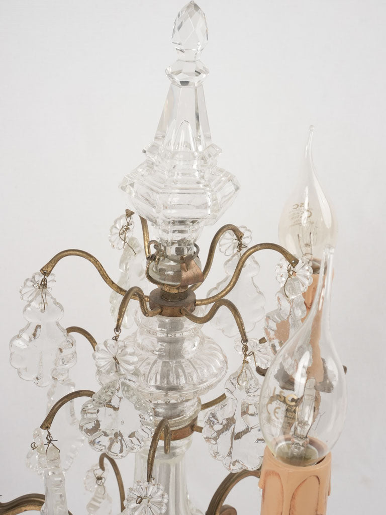Pair of antique French table lamps w/ crystals 17¾"