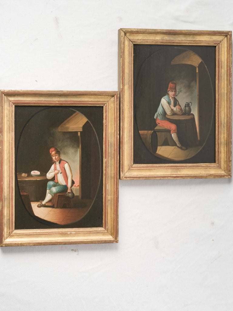Pair of Early 19th-Century Dutch School Tavern Scenes - 15" x 11¾"