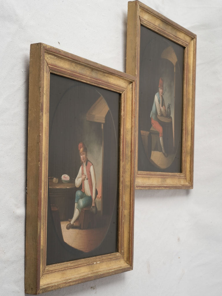 Pair of Early 19th-Century Dutch School Tavern Scenes - 15" x 11¾"