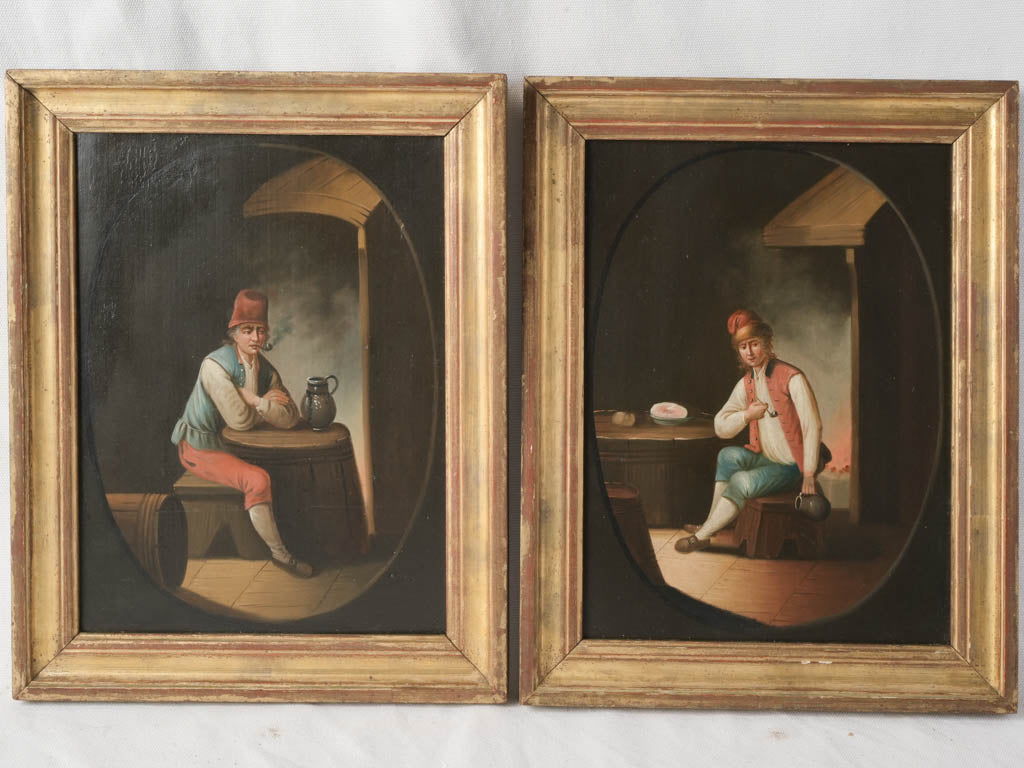 Pair of Early 19th-Century Dutch School Tavern Scenes - 15" x 11¾"