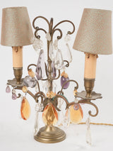 Antique French crystal table lamp w/ shades 13¾"