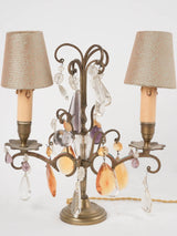 Antique French crystal table lamp w/ shades 13¾"
