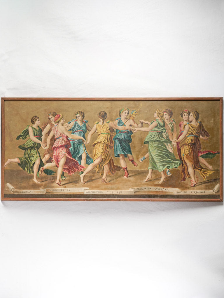 Early 20th Century French Overdoor Oil of Apollo and the Nine Muses - 23¾" x 50½"