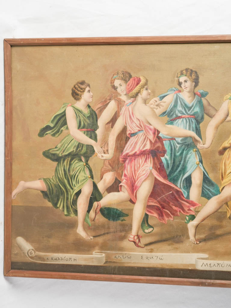 Early 20th Century French Overdoor Oil of Apollo and the Nine Muses - 23¾" x 50½"