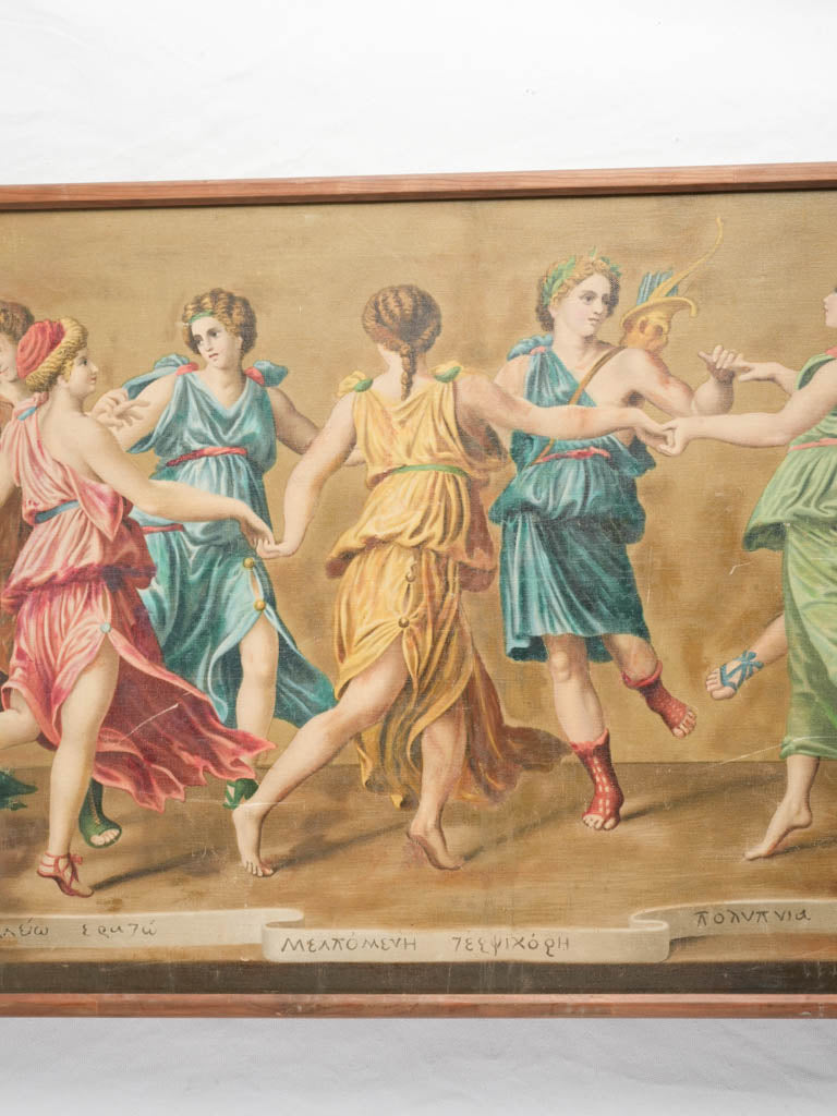 Early 20th Century French Overdoor Oil of Apollo and the Nine Muses - 23¾" x 50½"