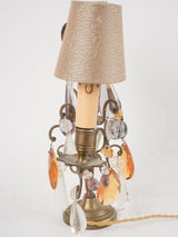 Antique French crystal table lamp w/ shades 13¾"
