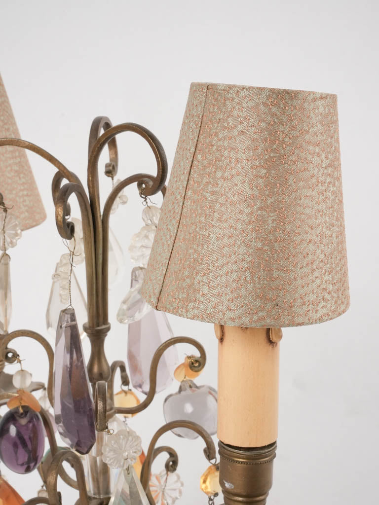 Antique French crystal table lamp w/ shades 13¾"