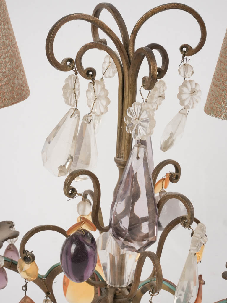 Antique French crystal table lamp w/ shades 13¾"