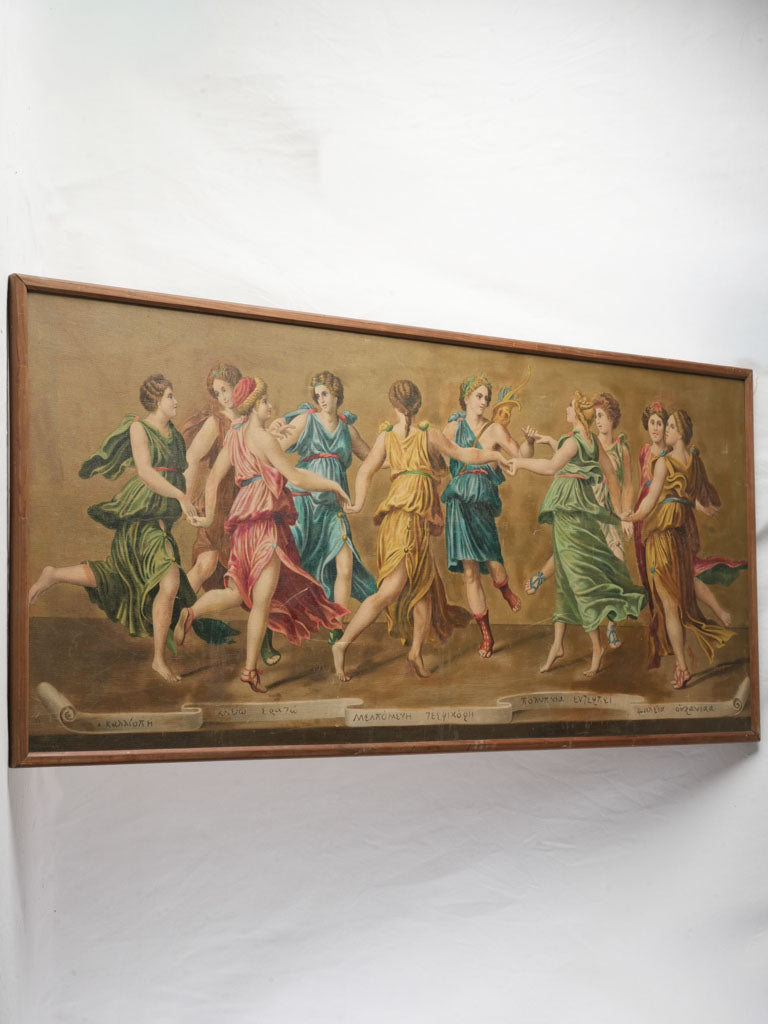 Early 20th Century French Overdoor Oil of Apollo and the Nine Muses - 23¾" x 50½"