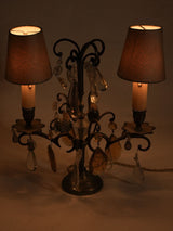 Antique French crystal table lamp w/ shades 13¾"