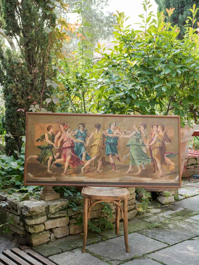 Early 20th Century French Overdoor Oil of Apollo and the Nine Muses - 23¾" x 50½"